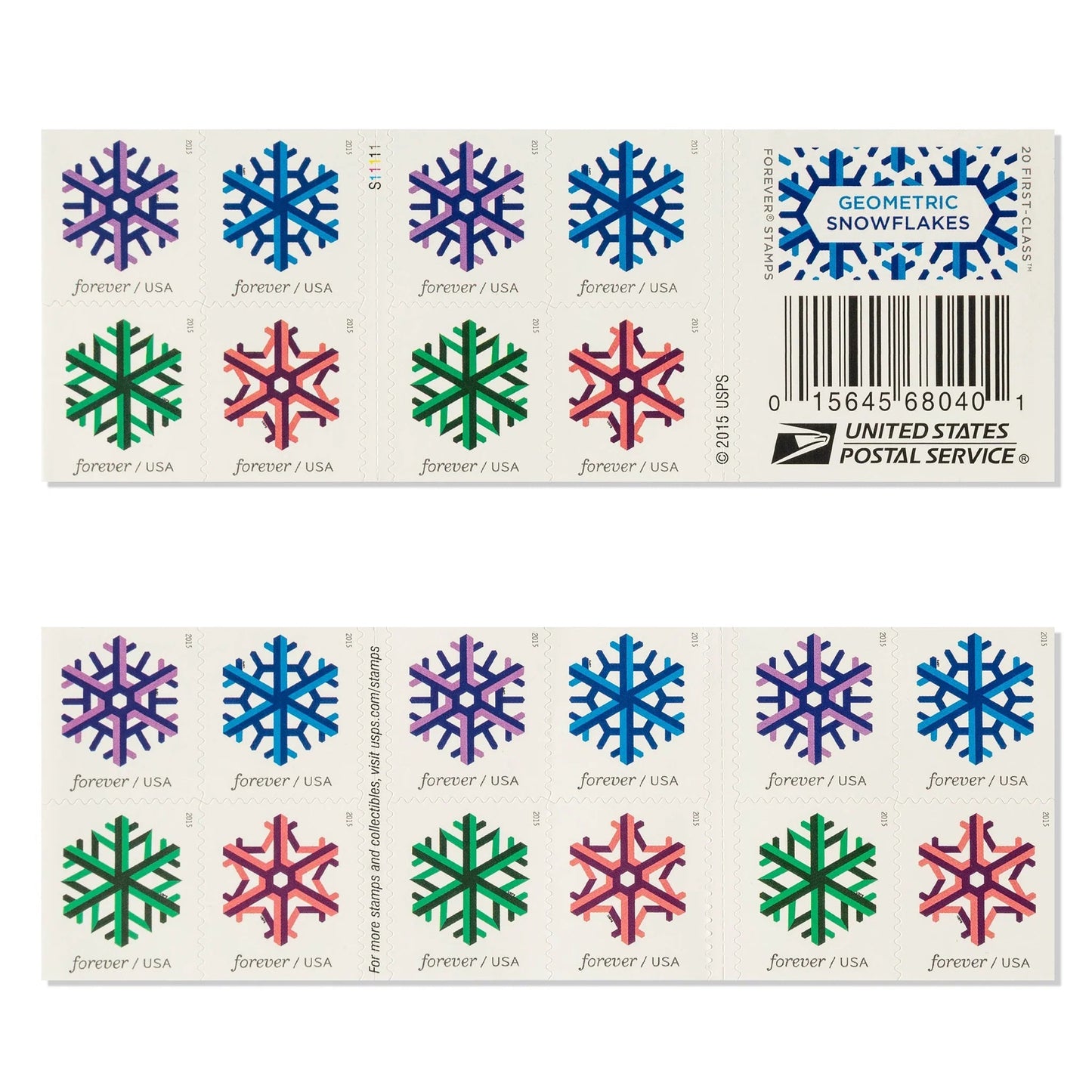 Geometric Snowflakes Self-Stick