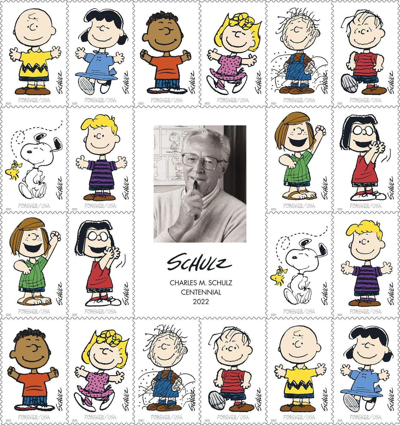 Cartoonist Charles Schulz "Peanuts" Self-Stick