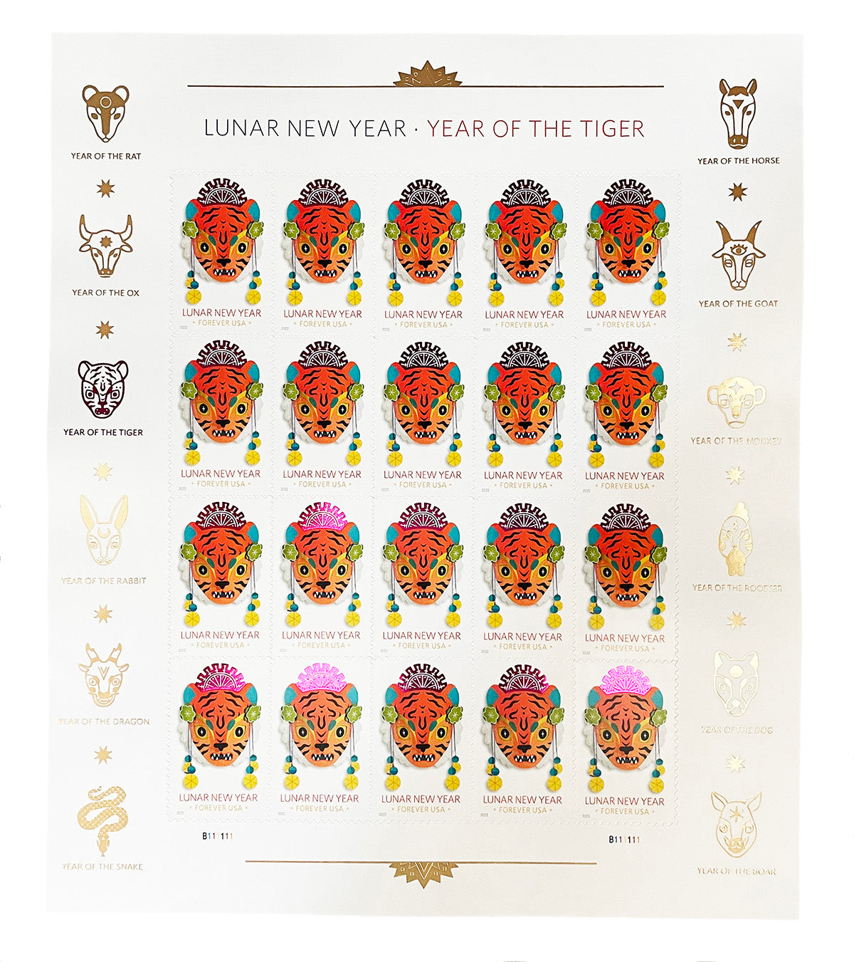 Year of the Tiger Celebrates Lunar New Year Self-Stick