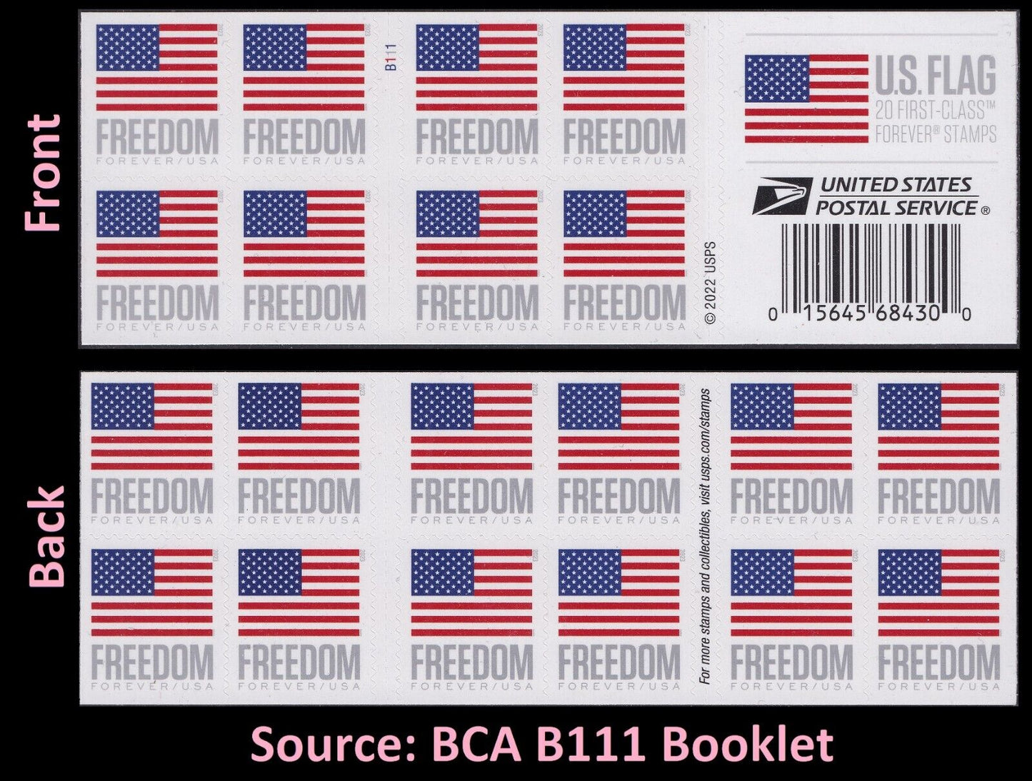 2023 US Flags / Freedom Booklets Rolls Self-Stick